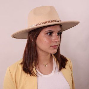 Flat Brim Hat with Chain Detail